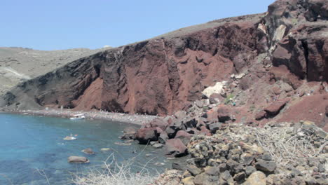 wide shot of the red beach in santorini