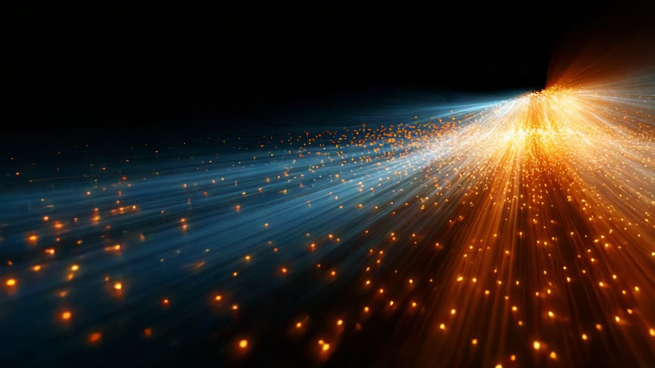 An Abstract Journey Through Light: A Mesmerizing Visual Journey of Glowing Particles and Vibrant Colors Emphasizing the Beauty of Motion and Energy in a Dark Setting