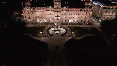 slow parliament reveal shot at night