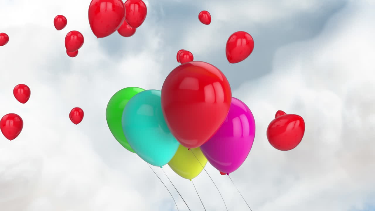 globos en el cielo nublado