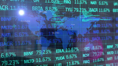 animation of financial data processing over world map