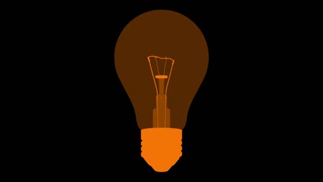 la idea del icono de la bombilla, la animación del icono moderno de la línea de la bombillera sobre un fondo negro, la bombilla no inflamable, tiene una gran idea - naranja