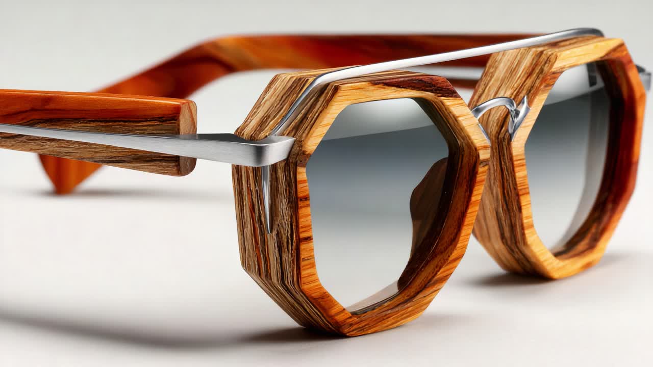 Esclusivi occhiali da sole in legno: un’elegante fusione di design moderno e materiali naturali, che mette in risalto l’artigianalità unica e la forma distintiva, perfetta per gli appassionati di moda