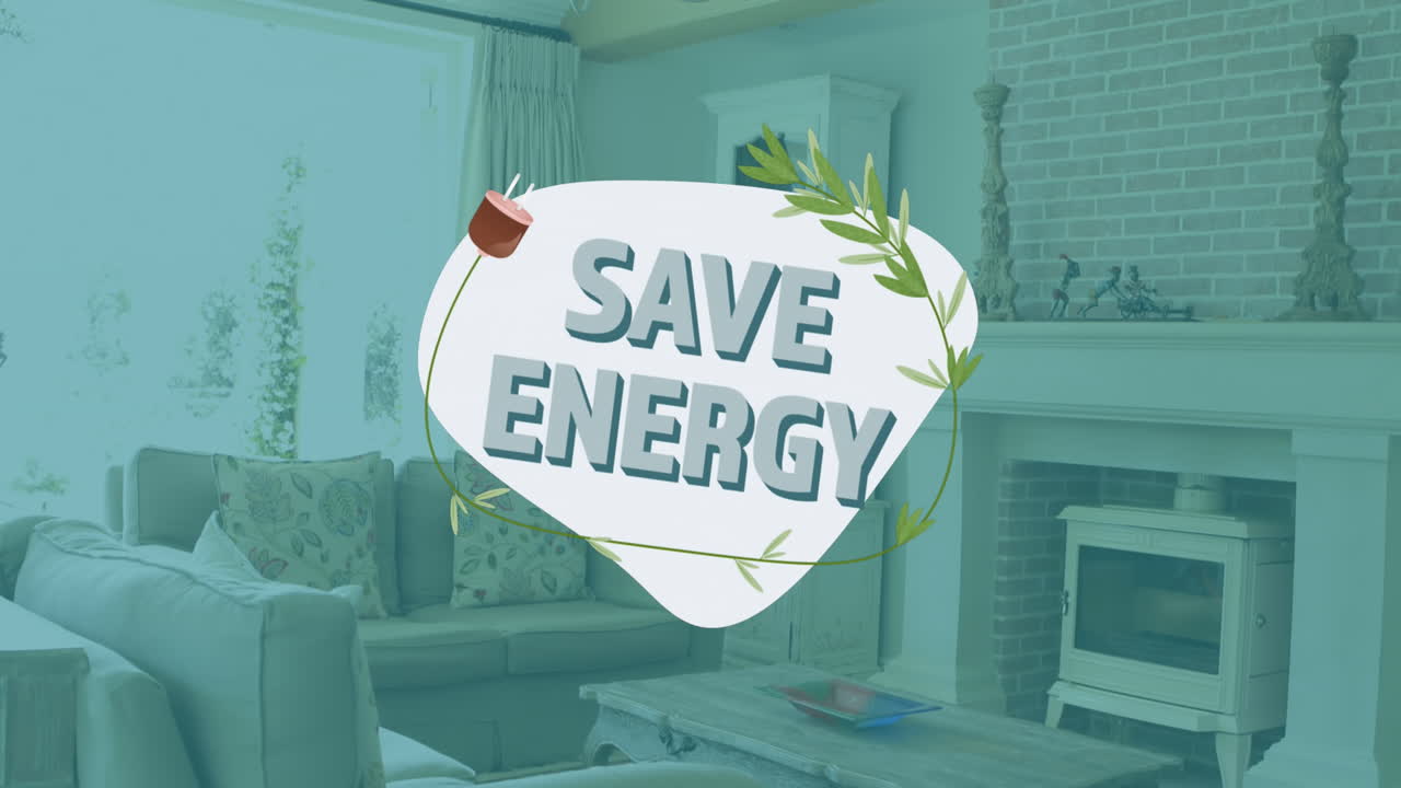 animación de ahorro de energía en el interior de la casa