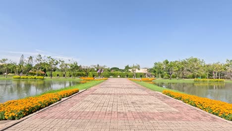 pathway surrounded by nature and water in bangkok