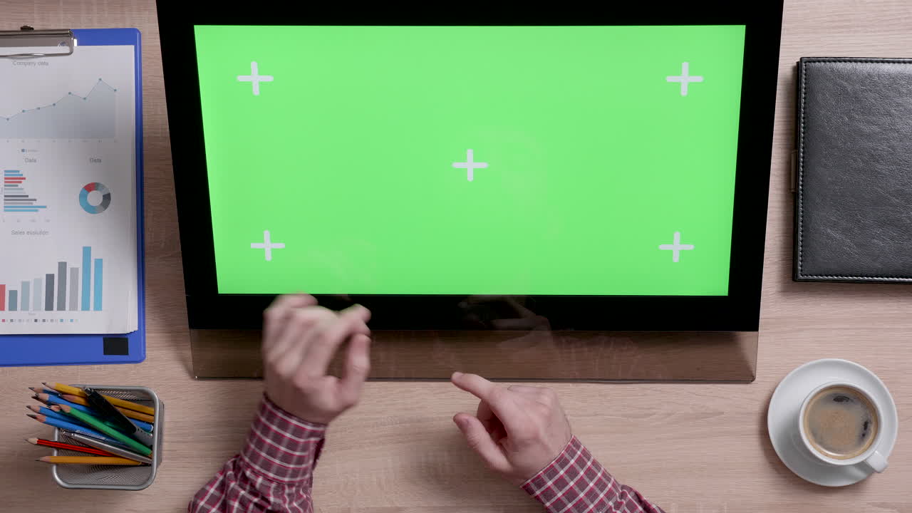 Workspace with Desktop Computer and Green Screen