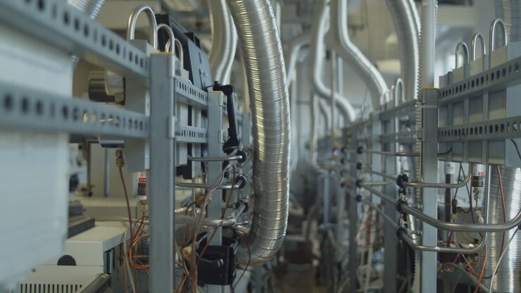 Intricate complex electrical wiring of a scientific medical lab