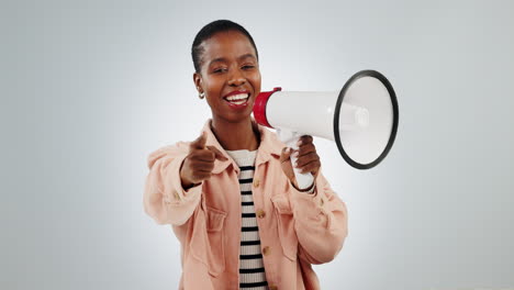 Black-woman,-megaphone-and-voice