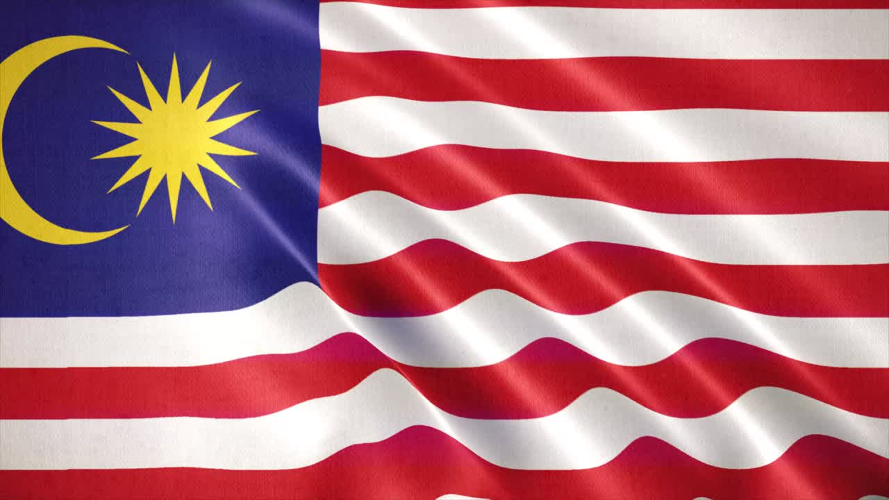 Bandiera realistica della Malesia che sventola, animazione di sfondo con bandiera