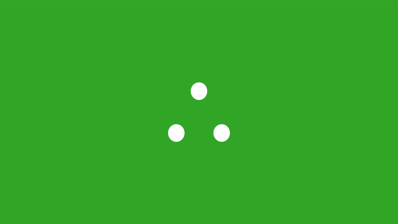 Animation of digital interface waiting white dots flashing on green background