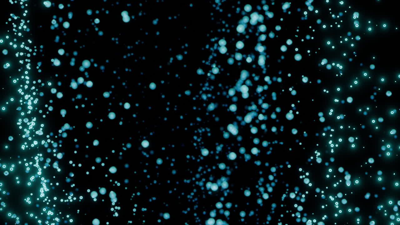 Abstract Glowing Blue Particles on Black Background