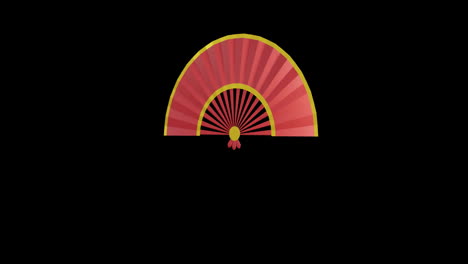 Animation-of-chinese-red-and-gold-pattern-on-black-background