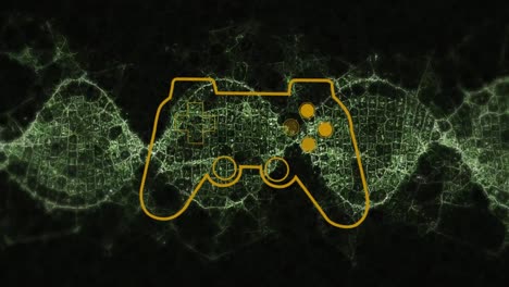 animación de la almohadilla de juego sobre las ondas en un fondo digital negro