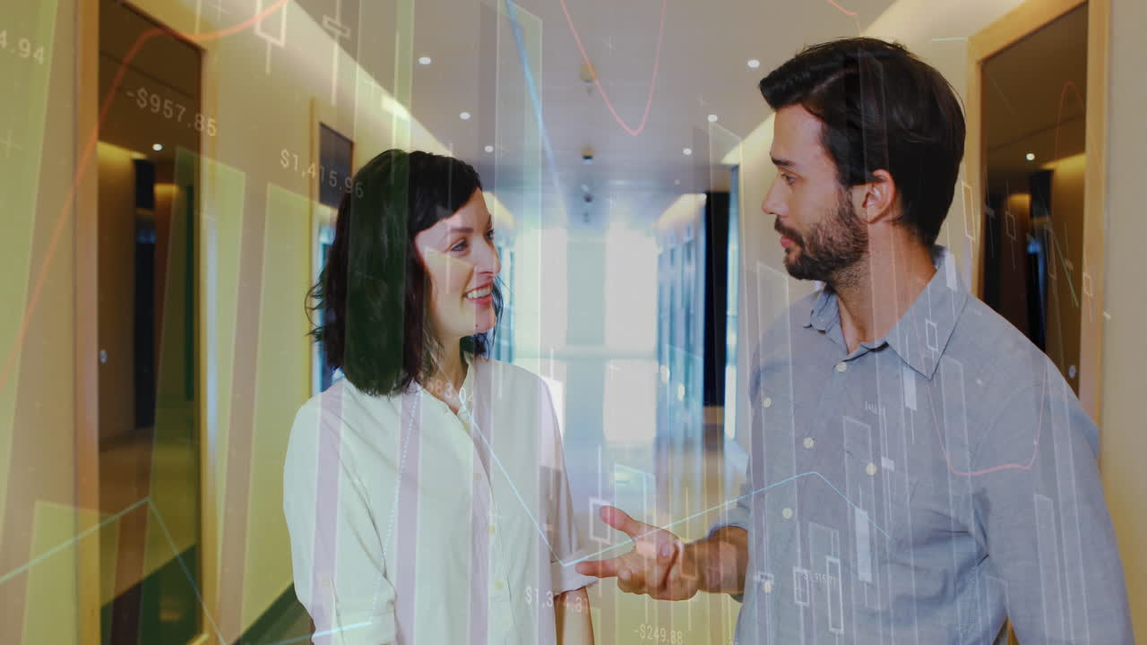 animación del procesamiento de datos financieros en un grupo de empresarios