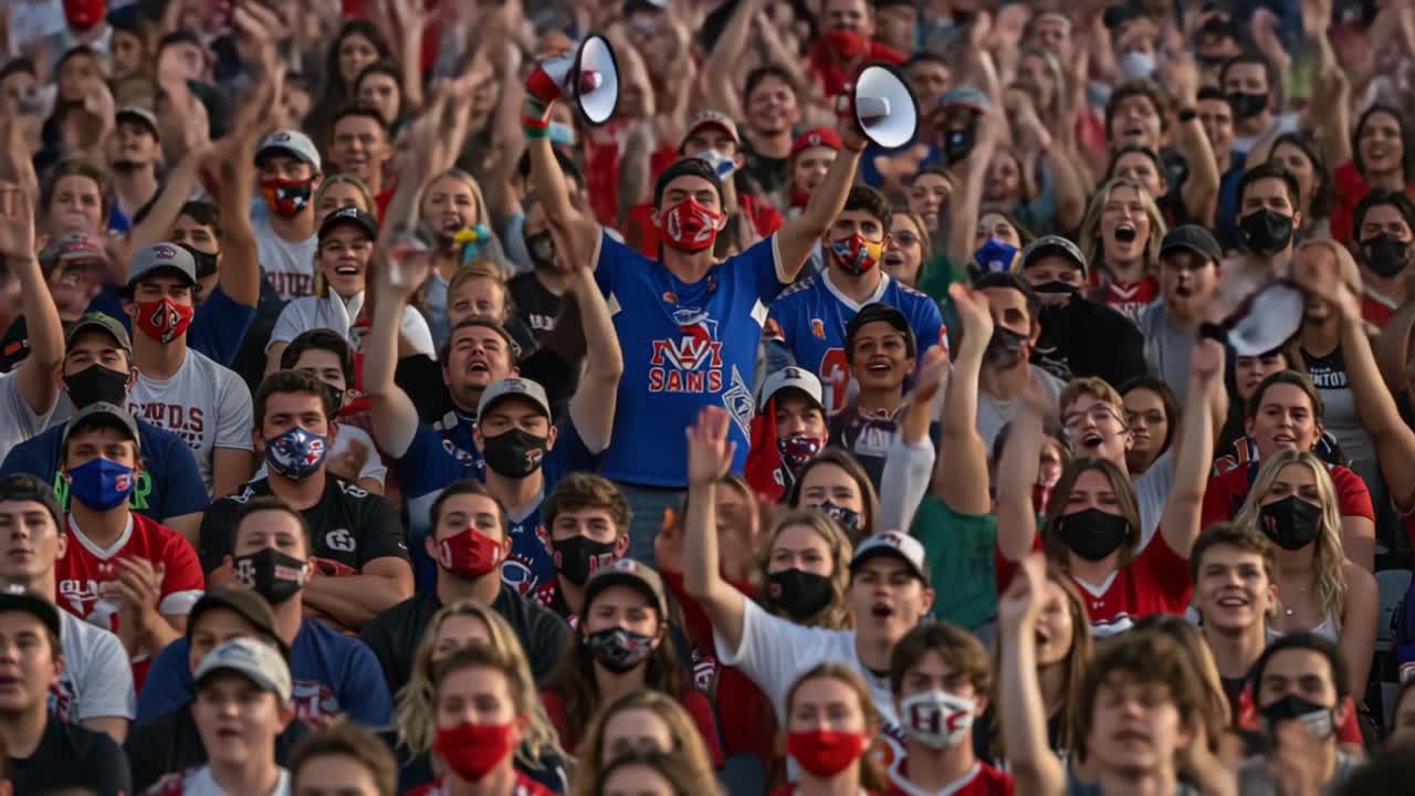 Energetic Crowd Celebrating with Enthusiasm in Colorful Attire at an Outdoor Event, Uniting Fans and Friends in Joyful Moments of Shared Excitement