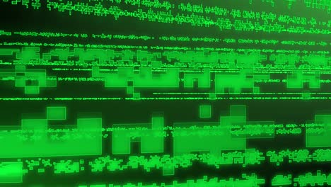 abstract futuristic and dynamic animation of green digital data block streams