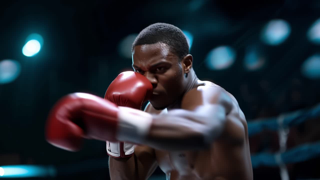 Intense Moments in Boxing: A Fighter's Journey from Action-Packed Offense to Calm Defense in the Ring