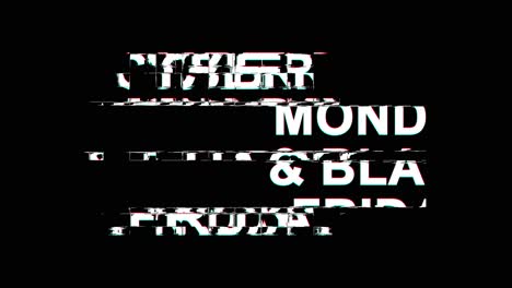 cyber monday and black friday glitch effect text digital tv distortion 4k loop animation