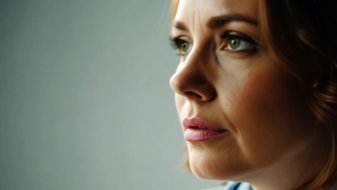 retrato en primer plano de una mujer con expresión seria