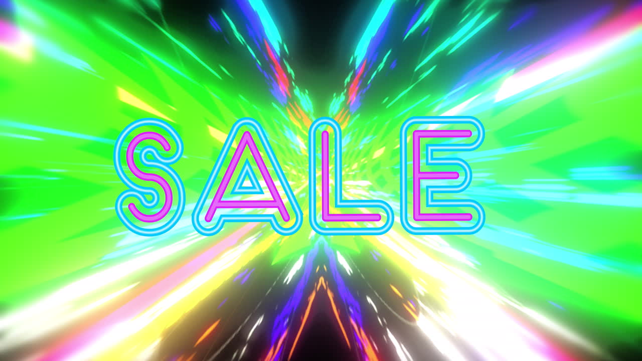 다채로운 배경에 판매 텍스트의 애니메이션