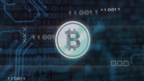 animación del procesamiento de datos a través de bitcoin