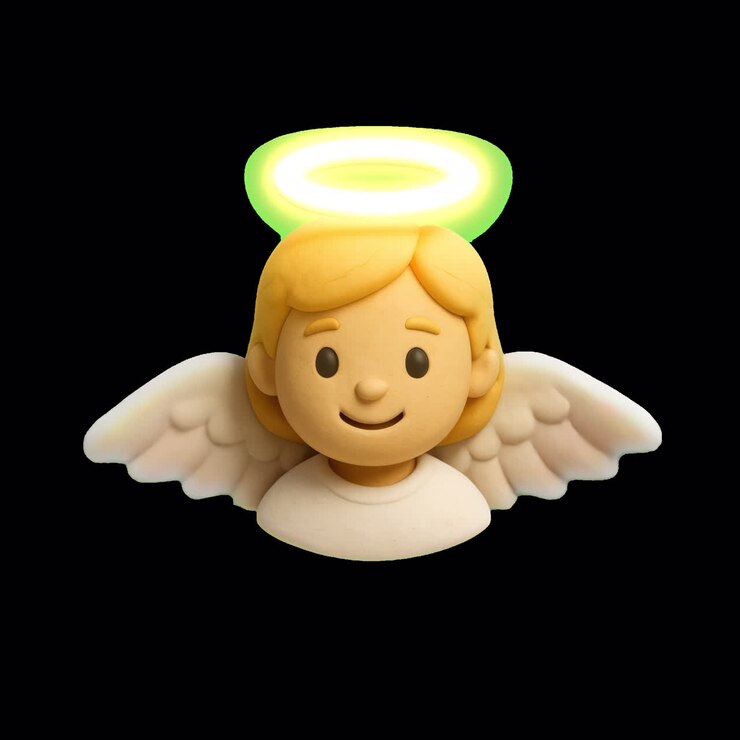 Cute angelic emoji design animation isolated asset, transparent 4K video, alpha channel, ProRes 4444