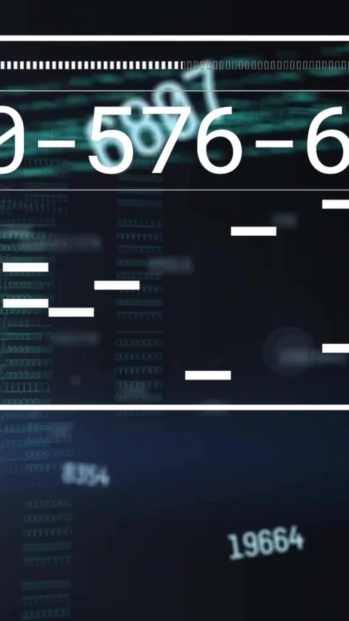 Animation of financial data processing over dark background