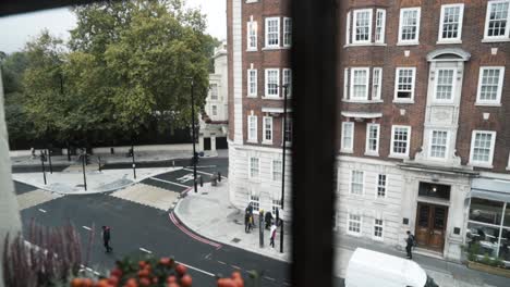 london street view from a window