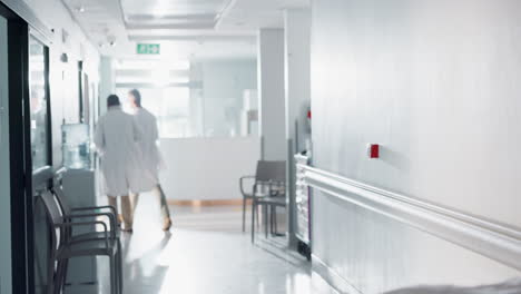 Doctors,-group-and-running-in-corridor
