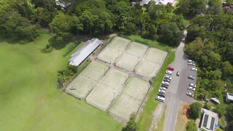 drone footage of tennis courts and surroundings