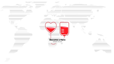 Animation-of-blood-donation-icon-and-text-over-world-map