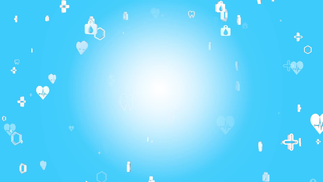 평평한 아이콘과 기호를 가진 추상적인 의료 배경 루프 배경