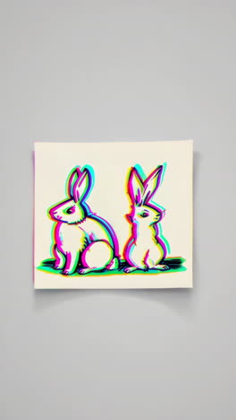 vibrant glitch art rabbits