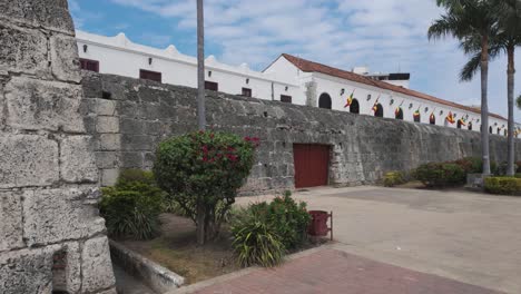 view at massive cartagena walls, unique and fascinating feature enclosing old town