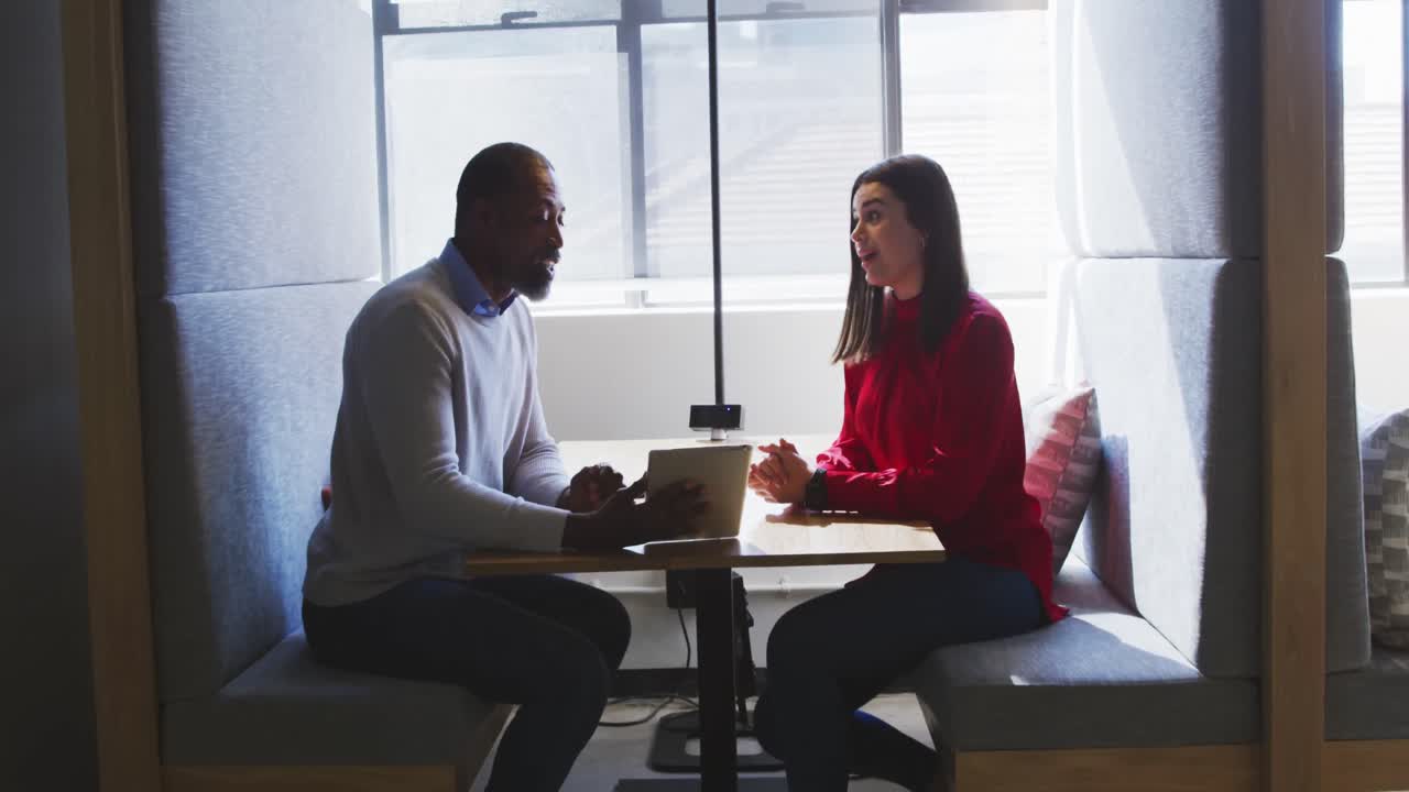 Business people working in cafe