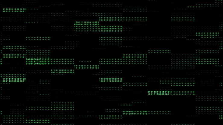 Digital binærkode strømmende på mørk bakgrunn