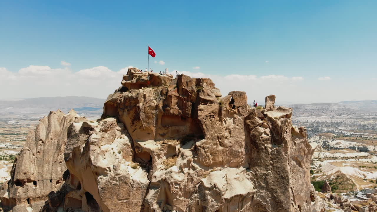 UCHİSAR CASTLE FROM THE AIR, IN CAPPADOCIA