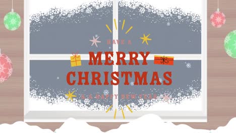 Animation-of-merry-christmas-text-over-winter-snowy-window