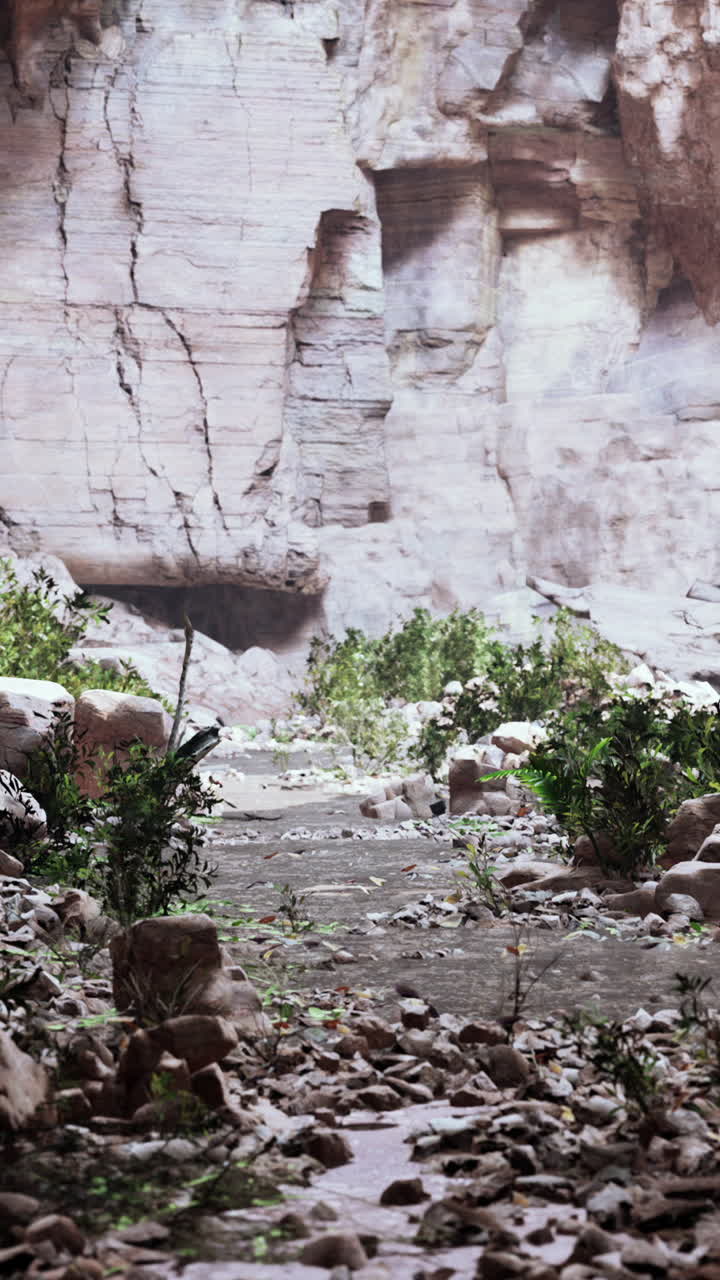 건조 한 하천 바닥 을 가진 은 협곡