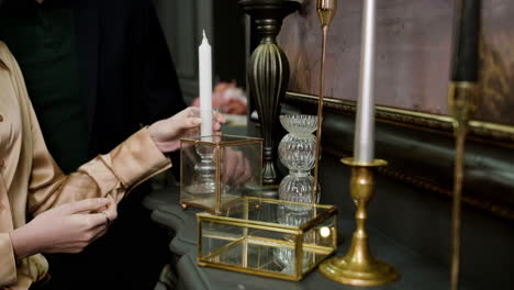 woman hands touching ornaments