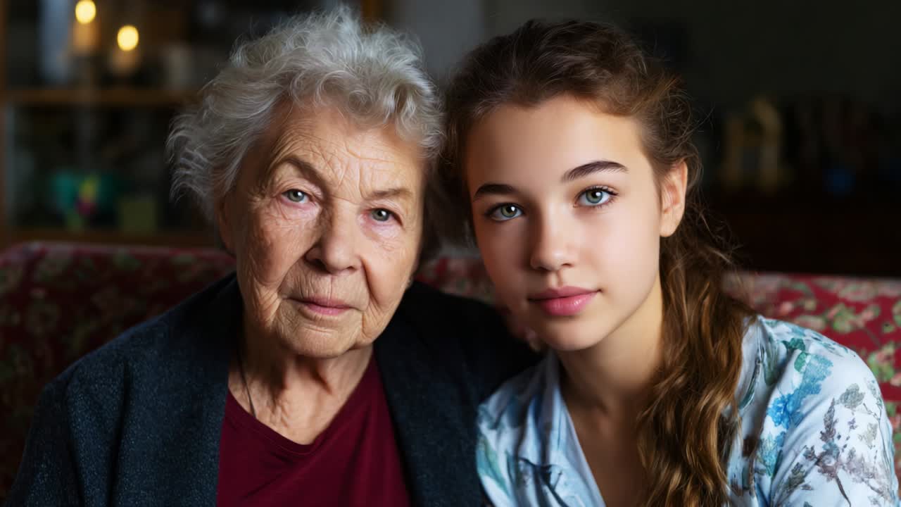 A Timeless Bond: Capturing the Enduring Connection Between Generations in a Heartwarming Close-Up of a Grandmother and Her Granddaughter