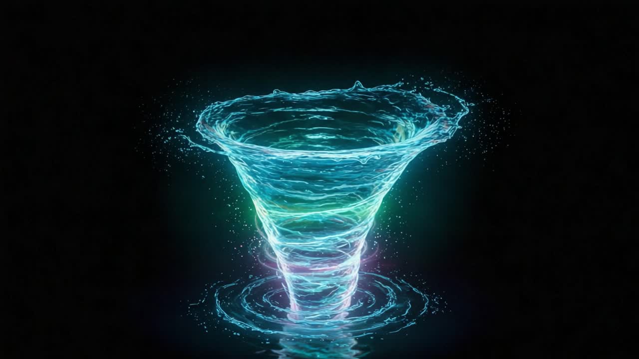 A Stunning Visualization of a Mesmerizing Water Tornado, Capturing the Dynamic Movement and Energy of Spiraling Water in a Dark Surrounding