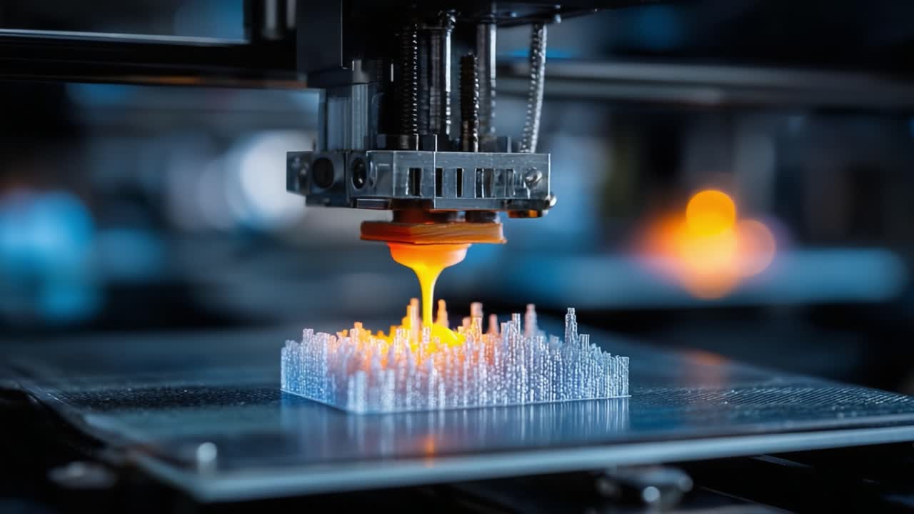 Advanced 3D Printing Technology in Action: Melting Material Layer by Layer to Create Intricate and Detailed Structures in a High-Tech Environment