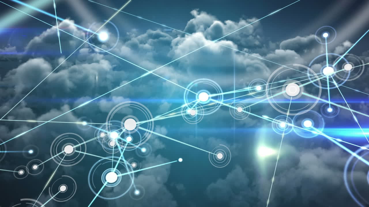 Web of connections against blue sky