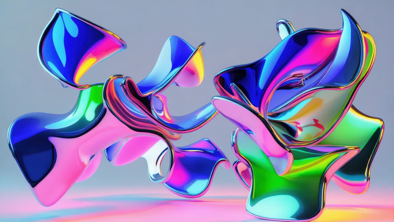 Vibrant Abstract Metallic Shapes