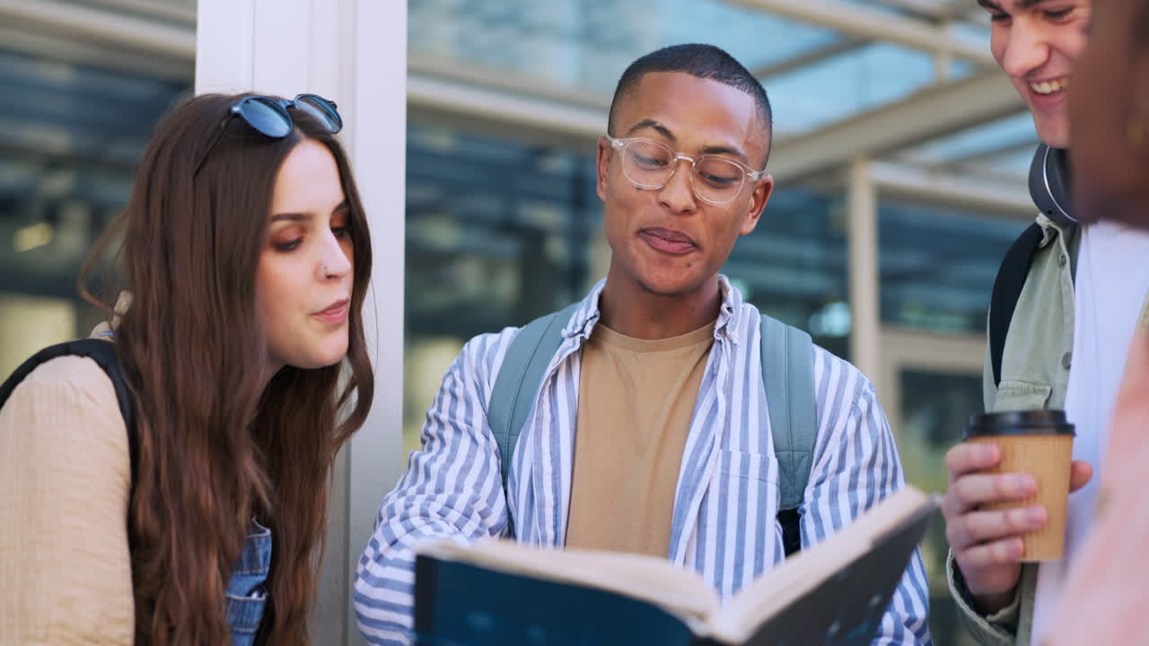 Group of students on campus with discussion