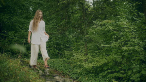 woman walking on a path