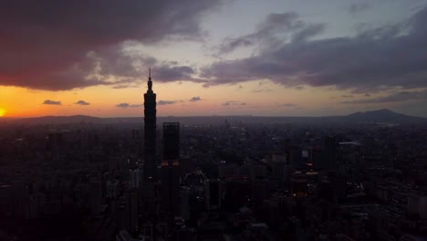 taiwan taiwan sunset sun light taipei cityscape famous tower aerial panorama 4k