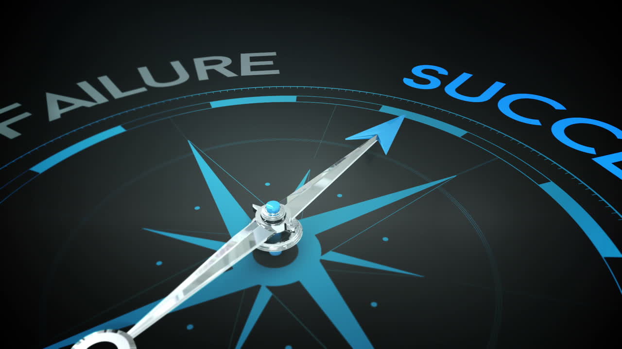 Compass pointing to success