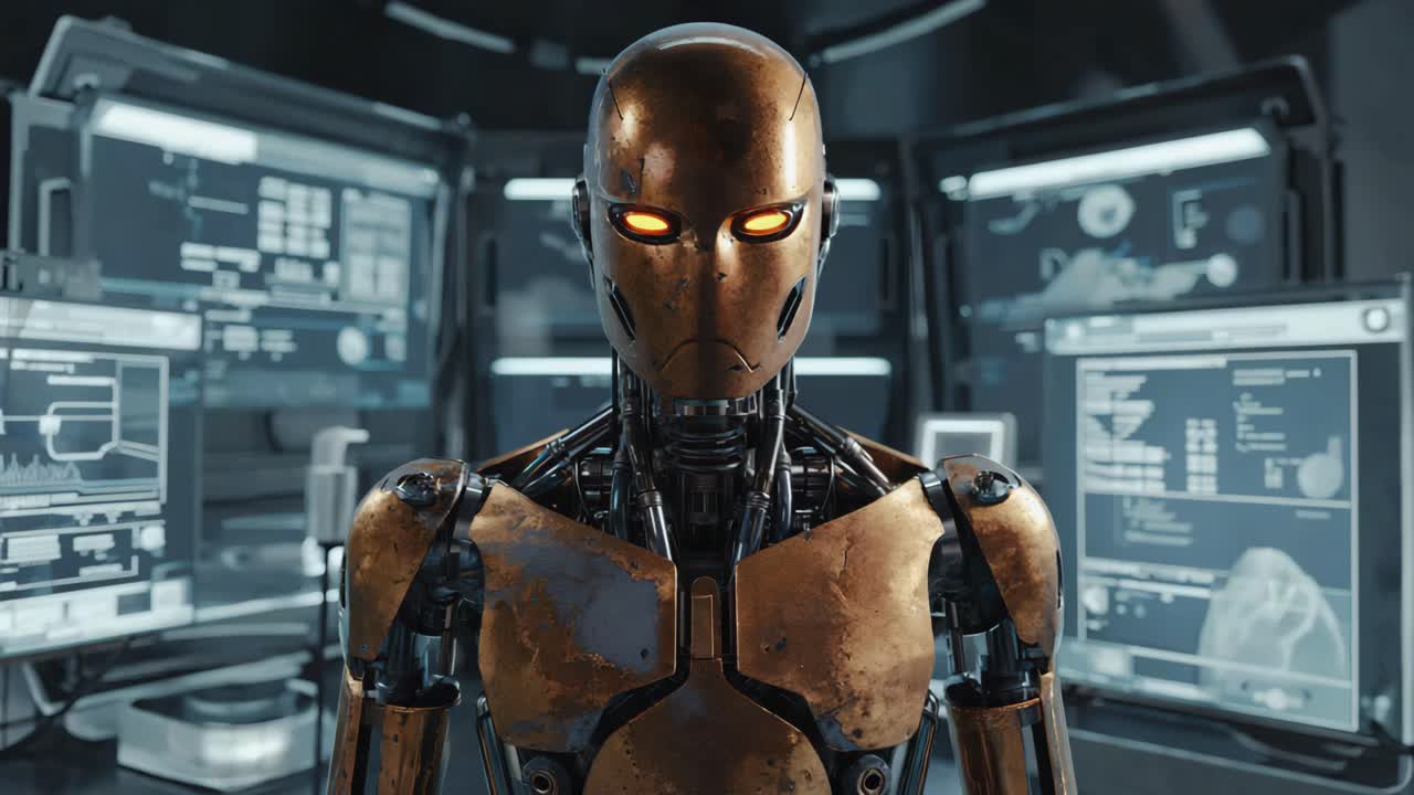 Futuristic Robot Android with Artificial Intelligence